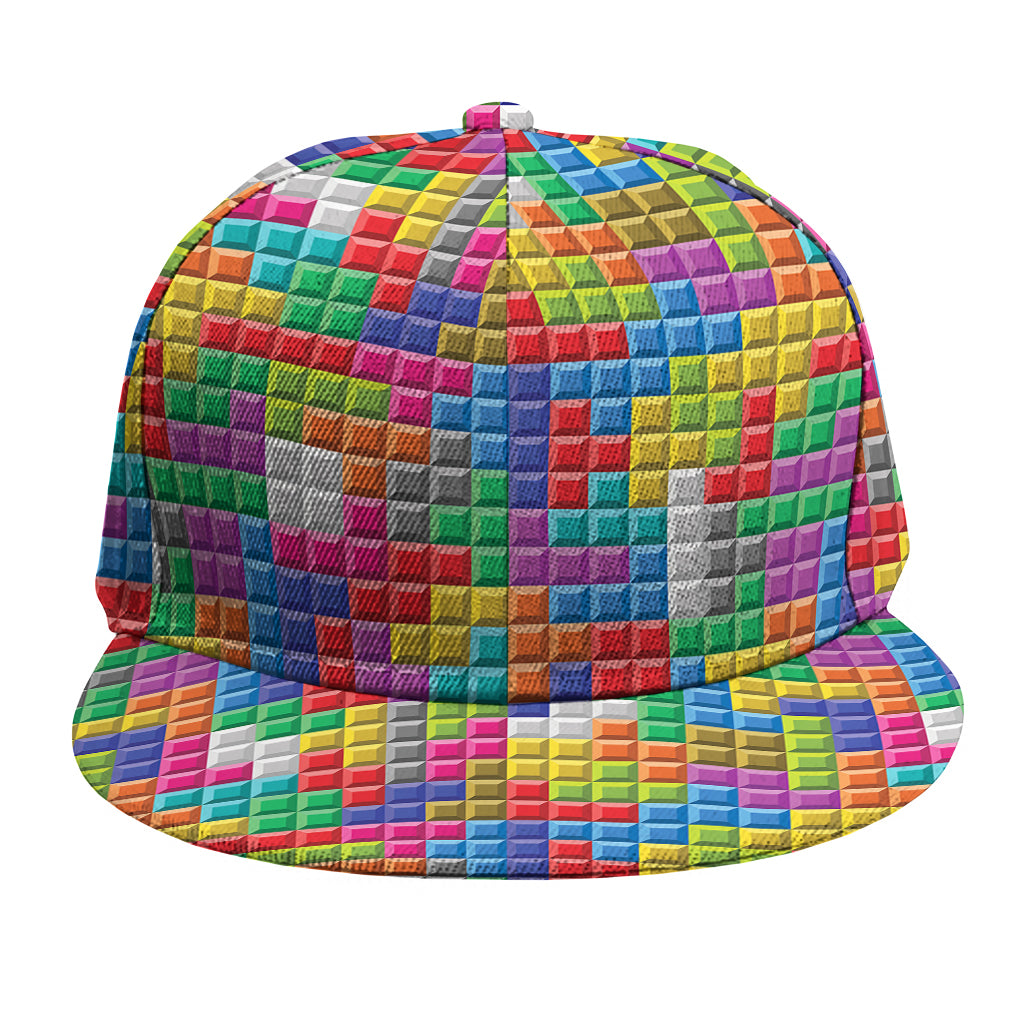 Colorful Brick Puzzle Game Pattern Print Snapback Cap