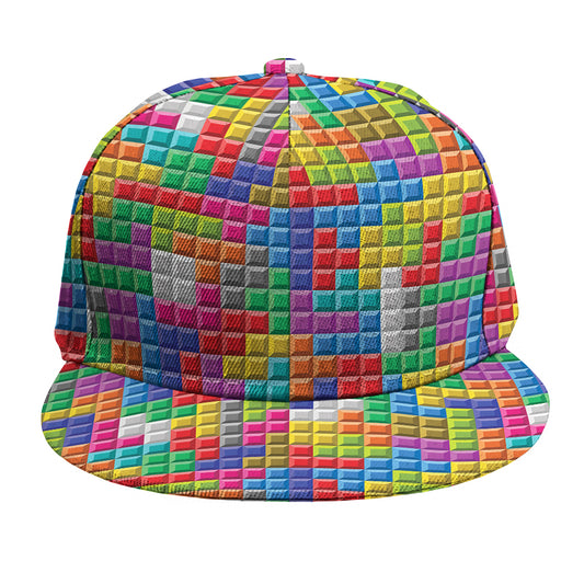 Colorful Brick Puzzle Game Pattern Print Snapback Cap
