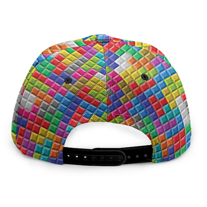 Colorful Brick Puzzle Game Pattern Print Snapback Cap