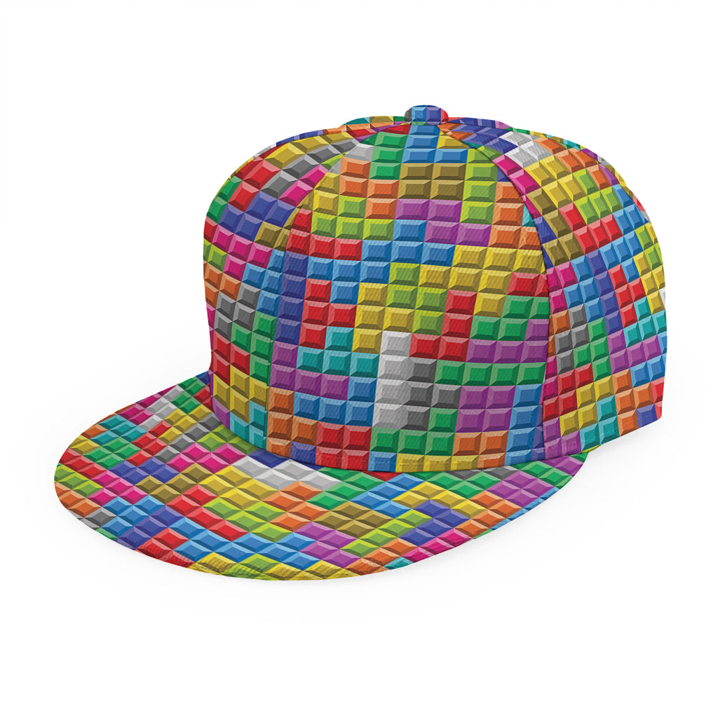 Colorful Brick Puzzle Game Pattern Print Snapback Cap
