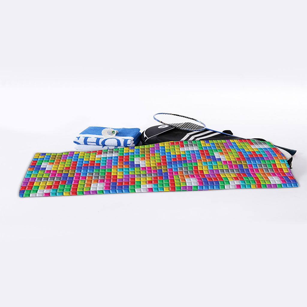 Colorful Brick Puzzle Game Pattern Print Sports Towel