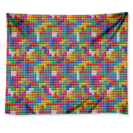 Colorful Brick Puzzle Game Pattern Print Tapestry
