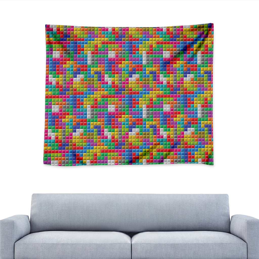 Colorful Brick Puzzle Game Pattern Print Tapestry