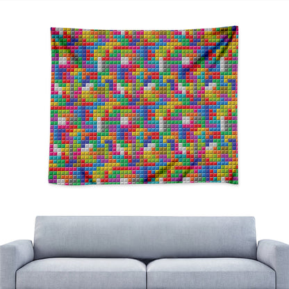 Colorful Brick Puzzle Game Pattern Print Tapestry