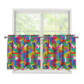 Colorful Brick Puzzle Game Pattern Print Tier Curtains