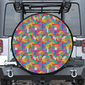 Colorful Brick Puzzle Game Pattern Print Tire Cover