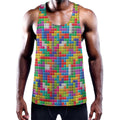 Colorful Brick Puzzle Game Pattern Print Men's Workout Tank Top