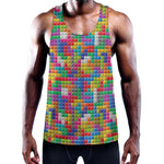 Colorful Brick Puzzle Game Pattern Print Training Tank Top