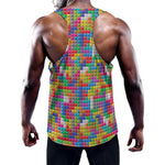 Colorful Brick Puzzle Game Pattern Print Training Tank Top