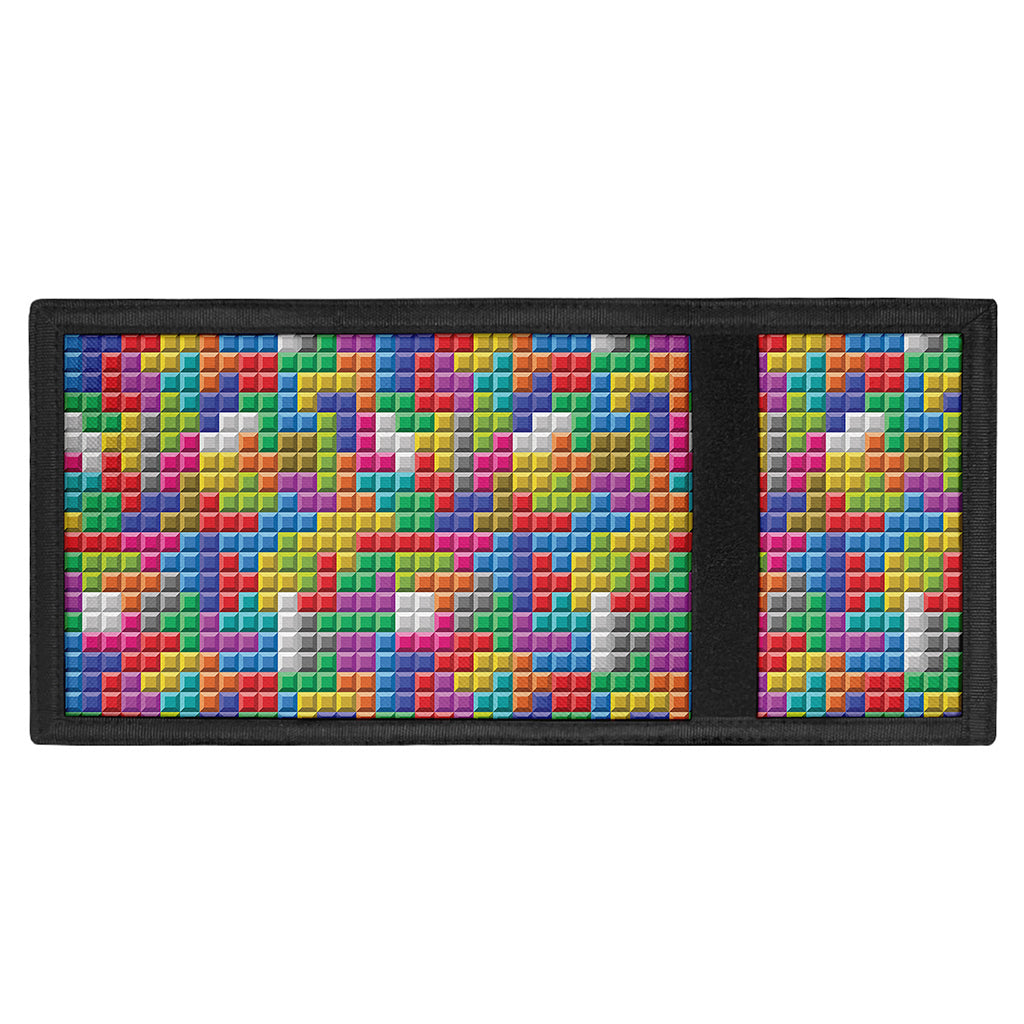 Colorful Brick Puzzle Game Pattern Print Trifold Wallet