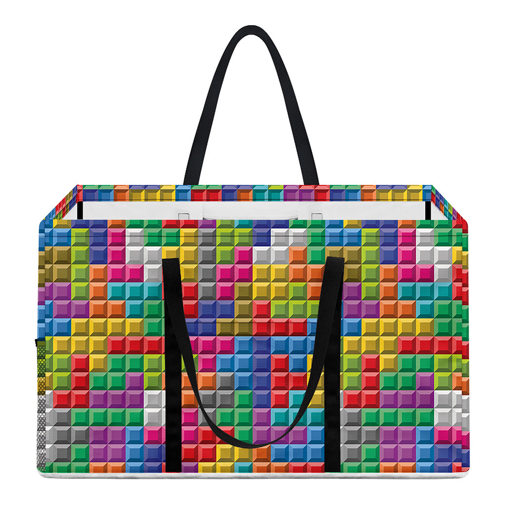Colorful Brick Puzzle Game Pattern Print Utility Tote Bag