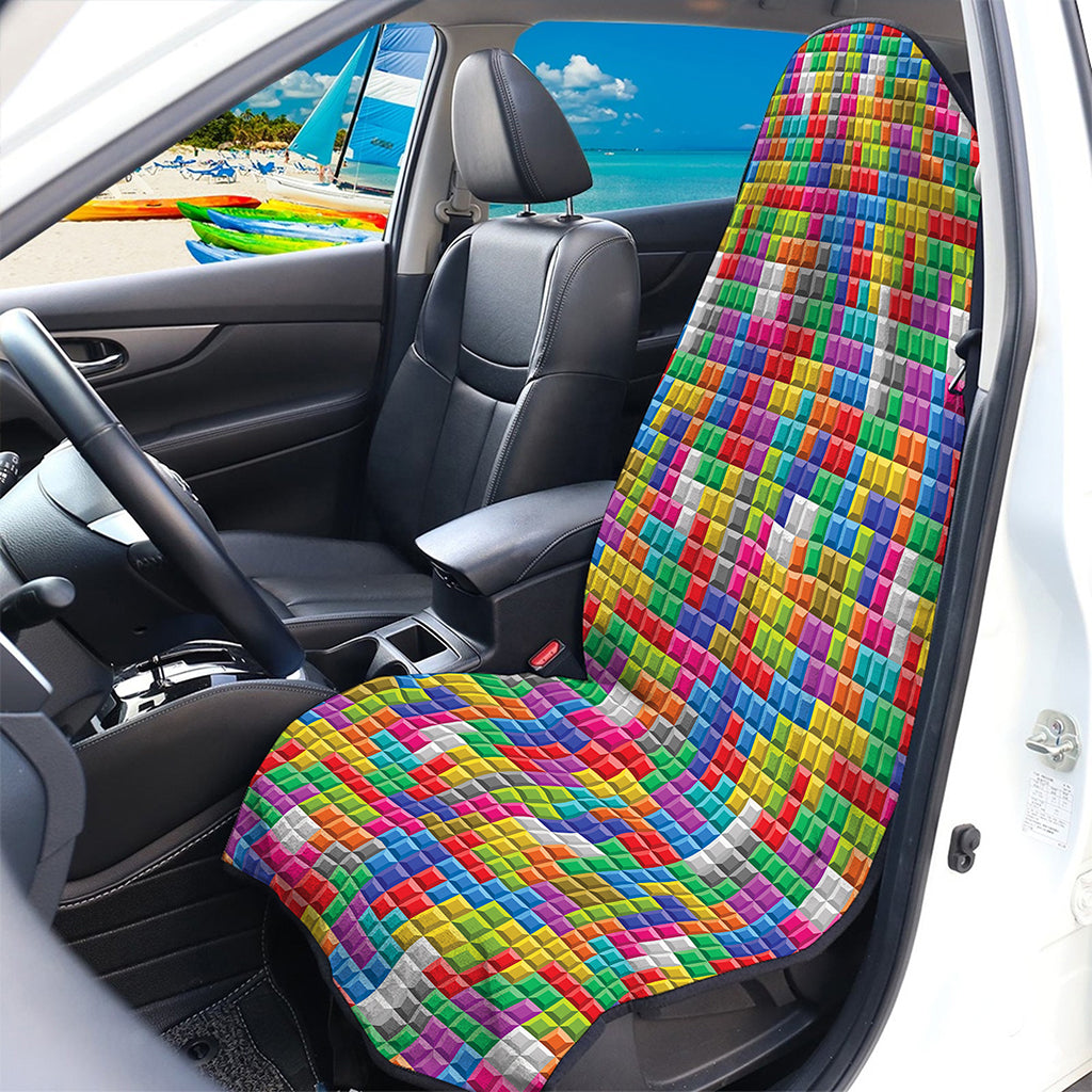 Colorful Brick Puzzle Game Pattern Print Waterproof Car Seat Cover