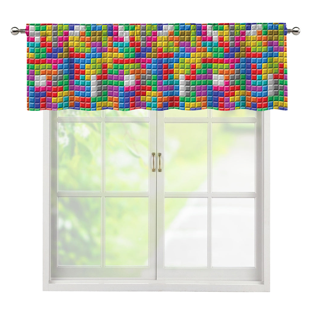 Colorful Brick Puzzle Game Pattern Print Window Valance