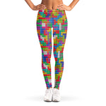 Colorful Brick Puzzle Game Pattern Print Women's Leggings