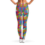 Colorful Brick Puzzle Game Pattern Print Women's Leggings