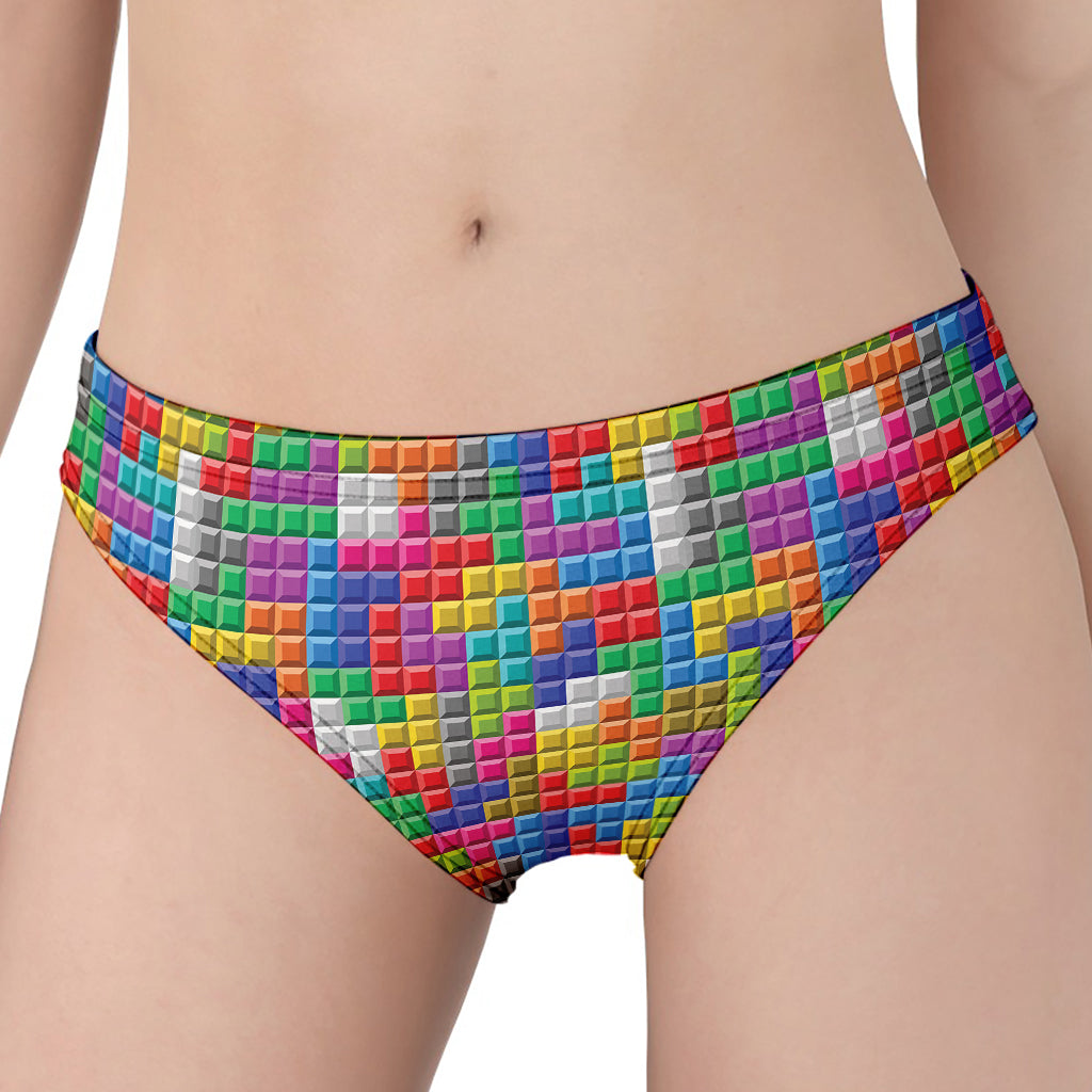 Colorful Brick Puzzle Game Pattern Print Women's Panties