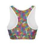 Colorful Brick Puzzle Game Pattern Print Women's Sports Bra