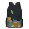 Colorful Brick Puzzle Video Game Print 17 Inch Backpack