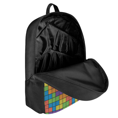 Colorful Brick Puzzle Video Game Print 17 Inch Backpack