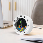 Colorful Brick Puzzle Video Game Print Alarm Clock