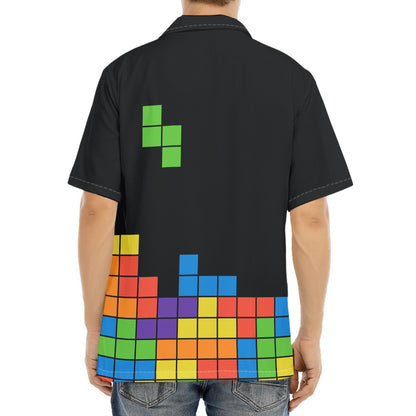 Colorful Brick Puzzle Video Game Print Aloha Shirt