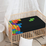 Colorful Brick Puzzle Video Game Print Baby Crib Sheet