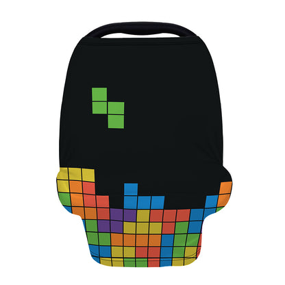 Colorful Brick Puzzle Video Game Print Baby Seat Cover