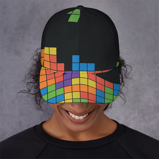 Colorful Brick Puzzle Video Game Print Baseball Cap