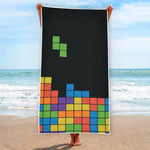 Colorful Brick Puzzle Video Game Print Beach Towel