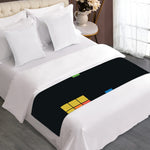 Colorful Brick Puzzle Video Game Print Bed Runner