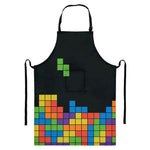 Colorful Brick Puzzle Video Game Print Bib Apron With Pocket