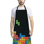 Colorful Brick Puzzle Video Game Print Bib Apron With Pocket