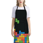 Colorful Brick Puzzle Video Game Print Bib Apron With Pocket