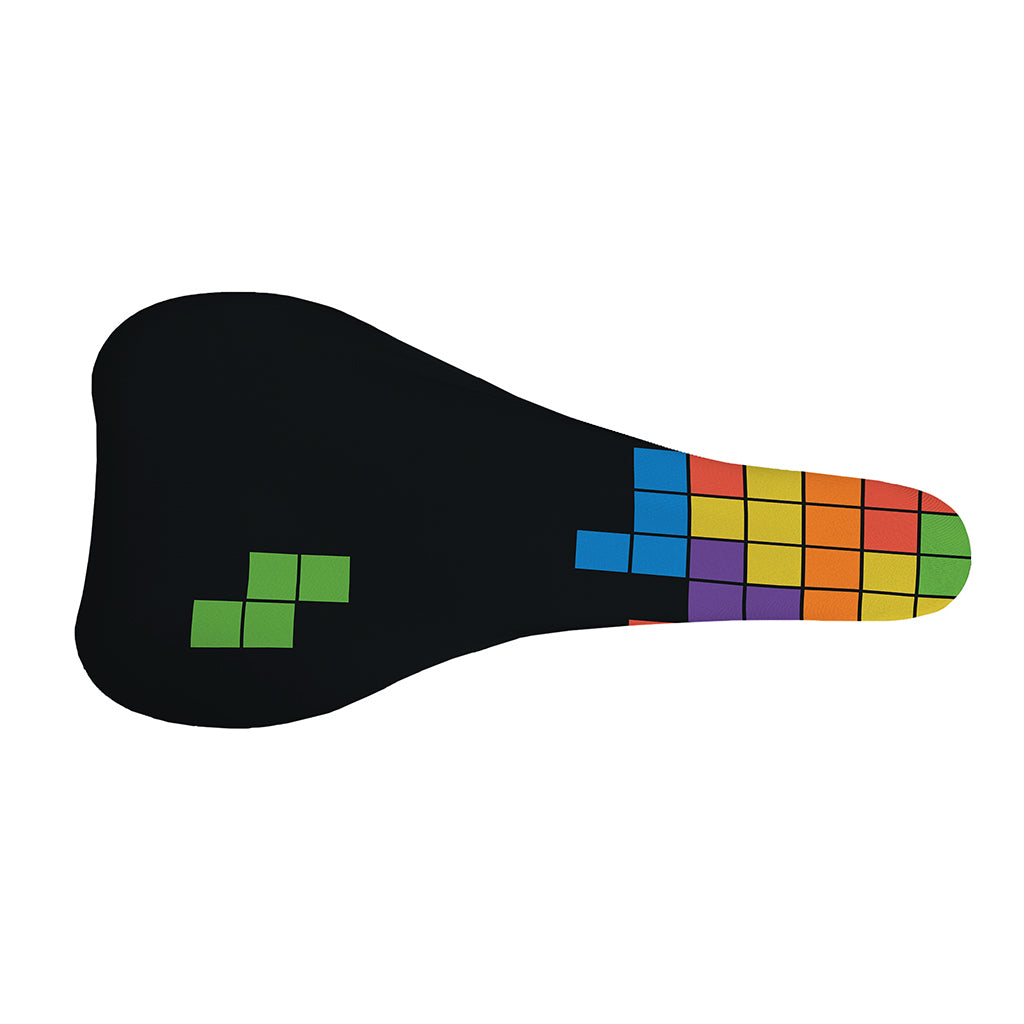 Colorful Brick Puzzle Video Game Print Bicycle Seat Cover