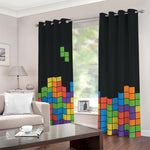 Colorful Brick Puzzle Video Game Print Blackout Grommet Curtains