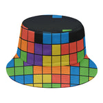 Colorful Brick Puzzle Video Game Print Bucket Hat