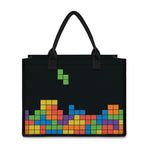 Colorful Brick Puzzle Video Game Print Canvas Tote Bag
