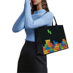 Colorful Brick Puzzle Video Game Print Canvas Tote Bag