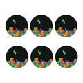 Colorful Brick Puzzle Video Game Print Coaster Set