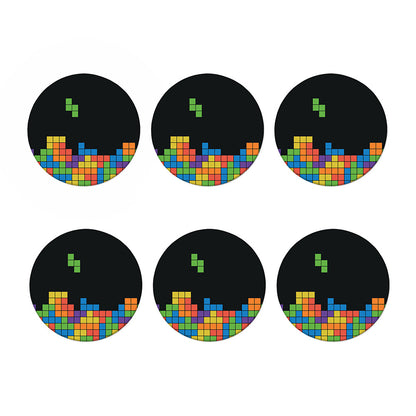 Colorful Brick Puzzle Video Game Print Coaster Set