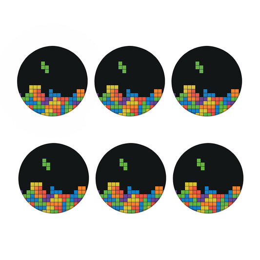 Colorful Brick Puzzle Video Game Print Coaster Set