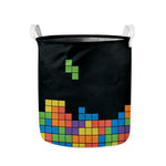Colorful Brick Puzzle Video Game Print Collapsible Laundry Basket