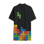 Colorful Brick Puzzle Video Game Print Cotton Hawaiian Shirt