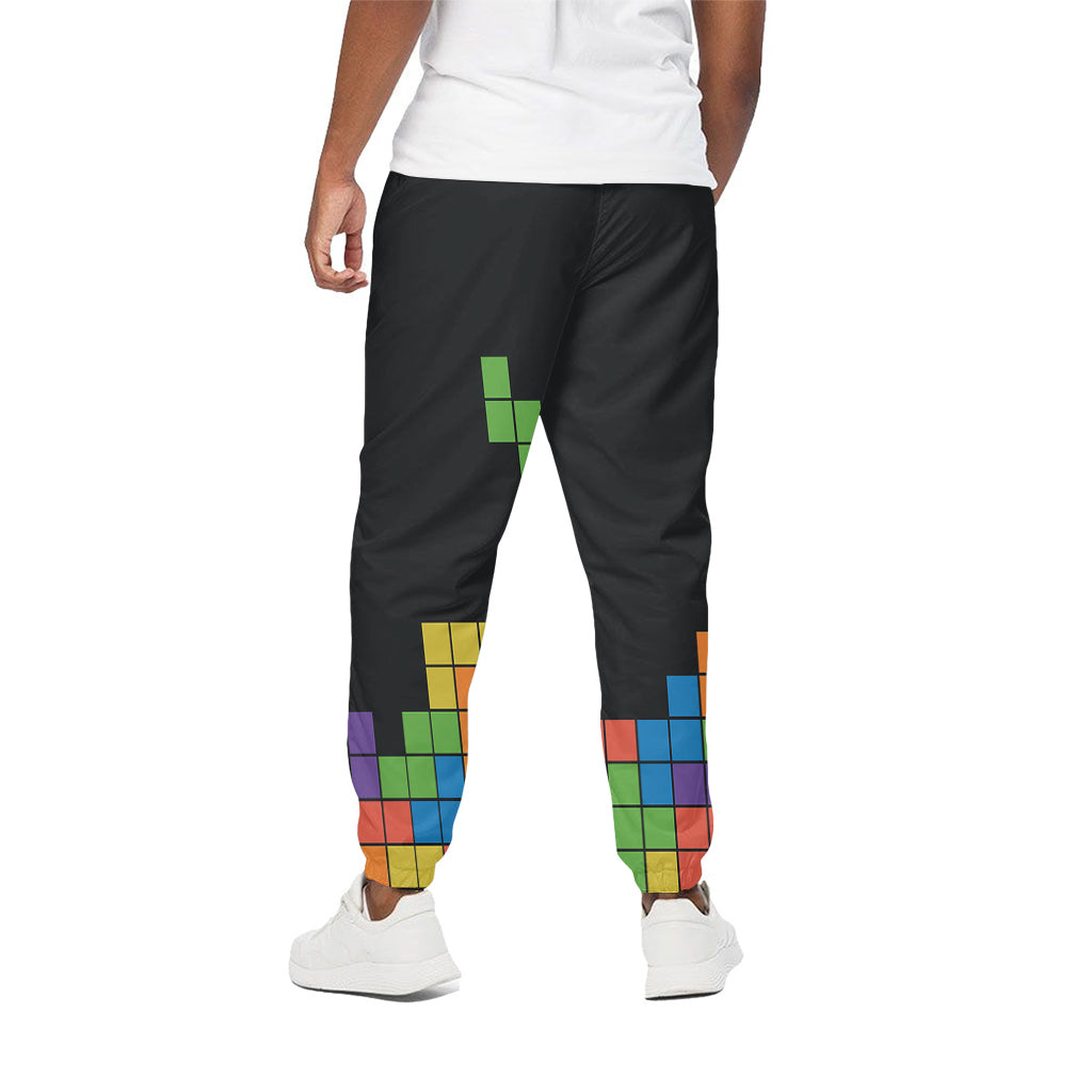 Colorful Brick Puzzle Video Game Print Cotton Pants