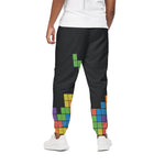 Colorful Brick Puzzle Video Game Print Cotton Pants