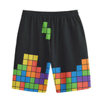 Colorful Brick Puzzle Video Game Print Cotton Shorts