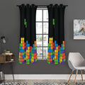 Colorful Brick Puzzle Video Game Print Grommet Curtain Panels