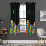 Colorful Brick Puzzle Video Game Print Curtain
