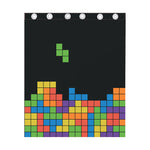 Colorful Brick Puzzle Video Game Print Curtain