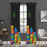 Colorful Brick Puzzle Video Game Print Curtain
